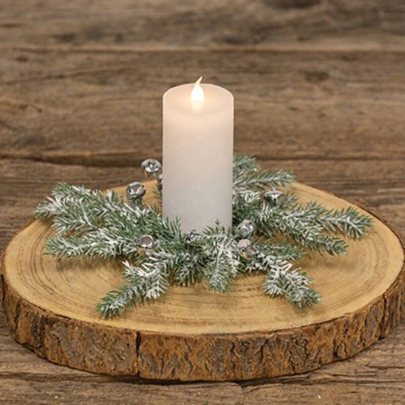 Snowy Silver Bells Candle Ring Winter Table Decor