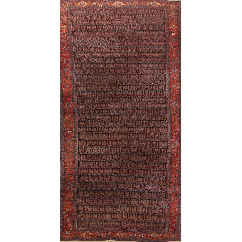 Hand Knotted Oriental 100% Wool Carpet Traditional All-Over Navy Blue & Blues Bidjar Area Rug - 17' 8'' X 6' 9''