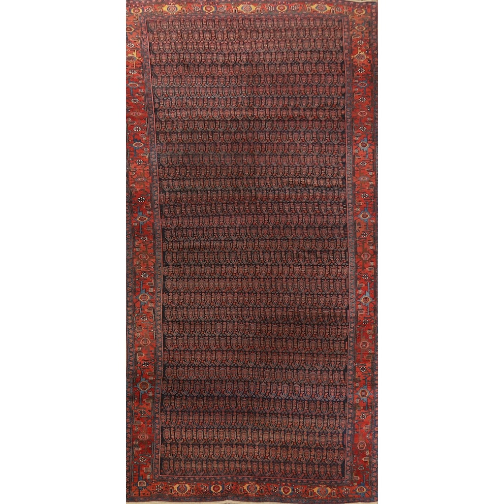 Hand Knotted Oriental 100% Wool Carpet Traditional All-Over Navy Blue & Blues Bidjar Area Rug - 17' 8'' X 6' 9''