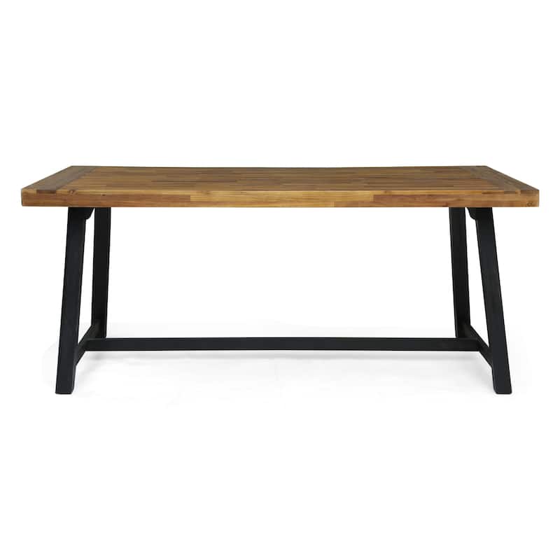 Outdoor Acacia Wood Dining Table - Teak+ Black