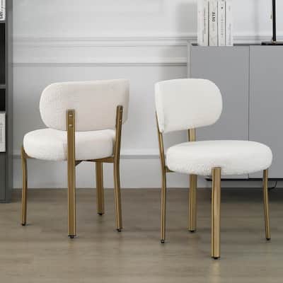 XINMICS Modern Boucle Dining Chairs Kitchen Chairs with Gold Metal Legs
