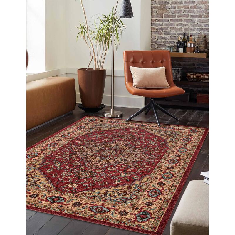 ECARPETGALLERY Machine Woven Elara Red Area Rug - 9'3 x 12'6