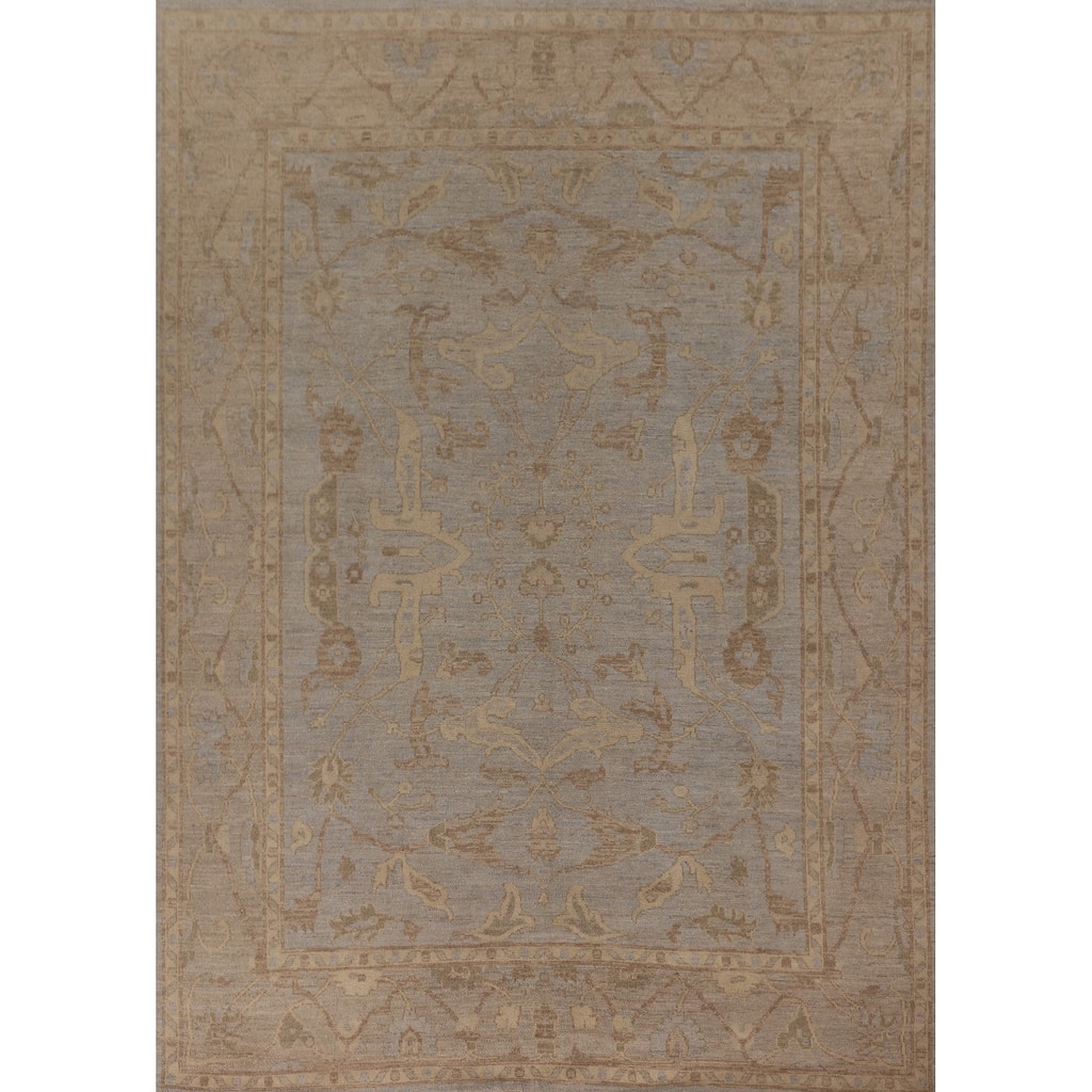 Vegetable Dye Oushak Area Rug Handmade Wool Carpet - 8'2" x 9'7"