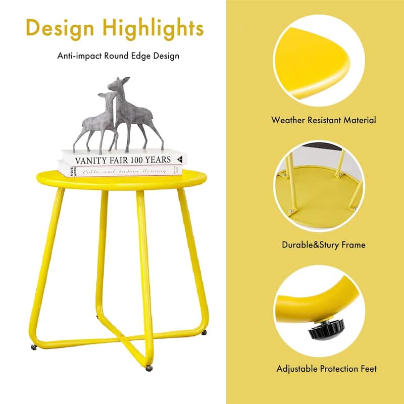 Patio Side Tables for Outside, Small End Table Accent Table Metal Round for Deck Garden Porch Balcony Yard Lawn