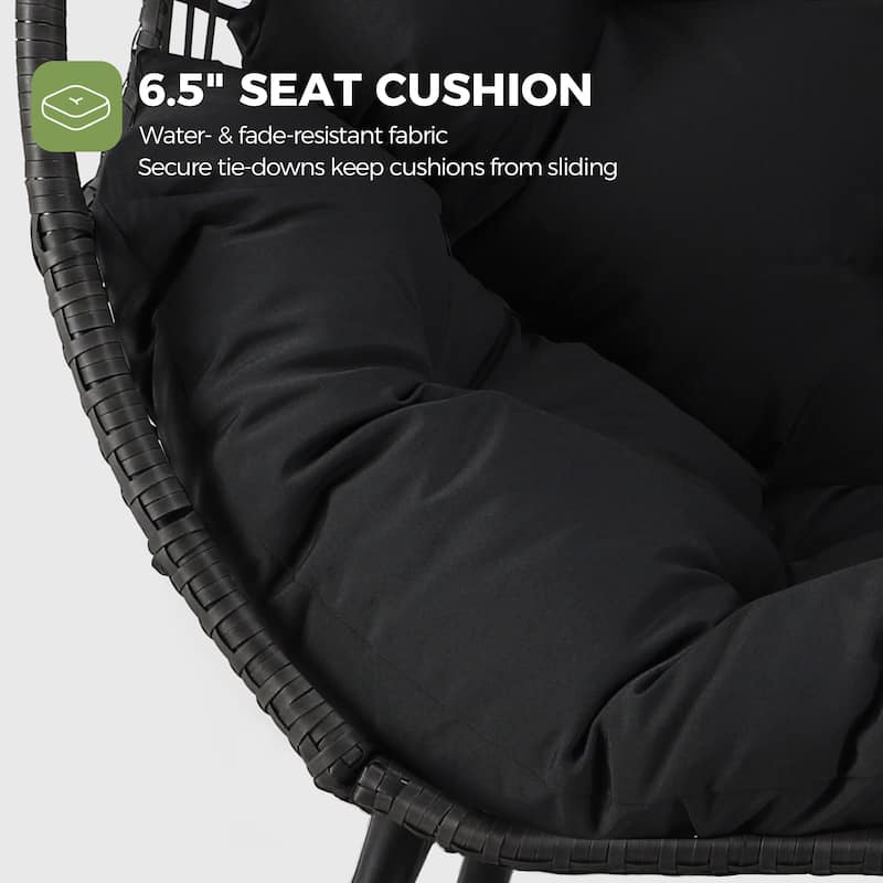 FINCATI 2-Person Indoor/Outdoor Wicker Egg Chair Loveseat, 57.1-in Wide, 6.5-in Cushion, 680-lb Capacity