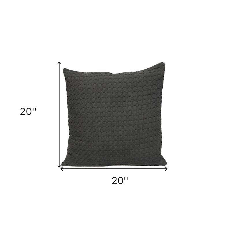 HomeRoots 20" Gray Cotton Throw Pillow With Texture