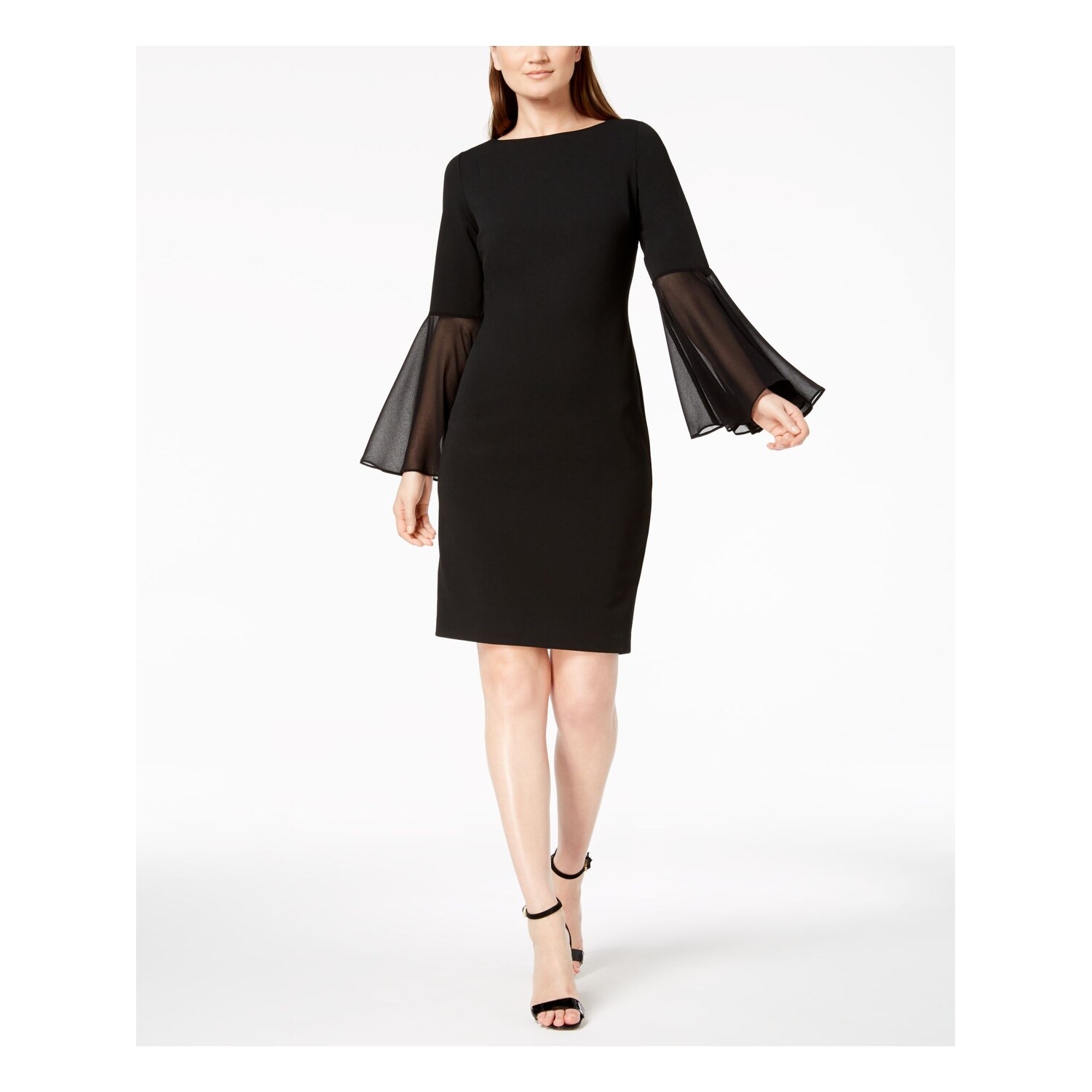 calvin klein chiffon bell sleeve dress