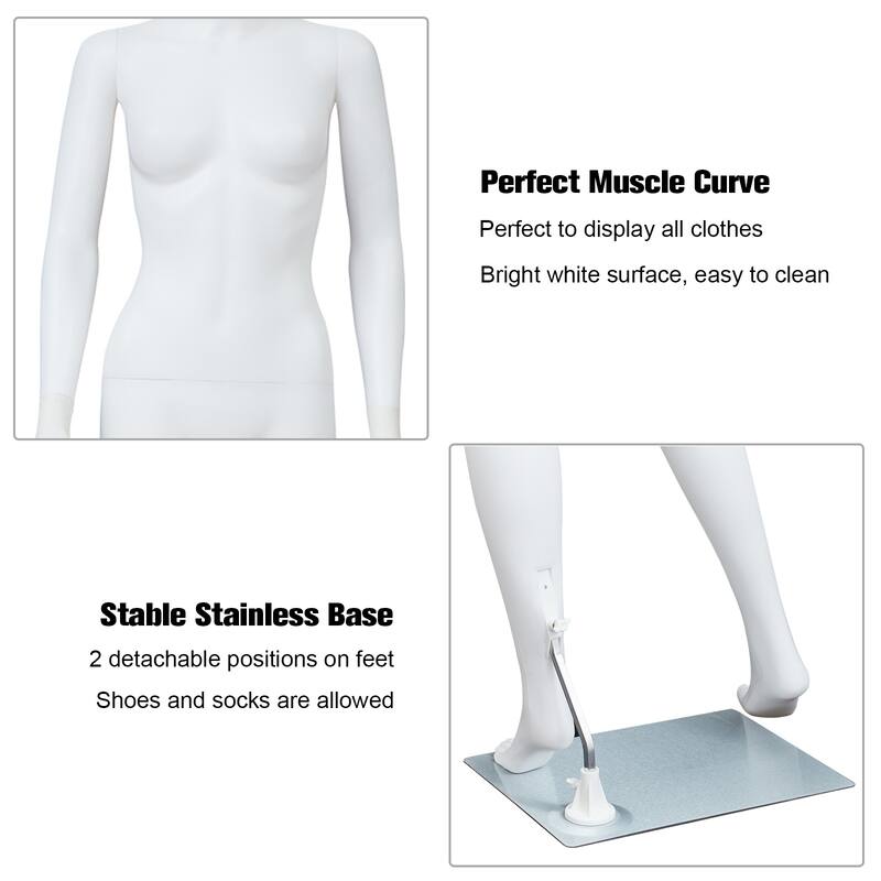 Full Body Mannequin Famale Male Dress Form Display, Manikin Torso Stand Realistic Mannequin for Retail Clothing Shops, White