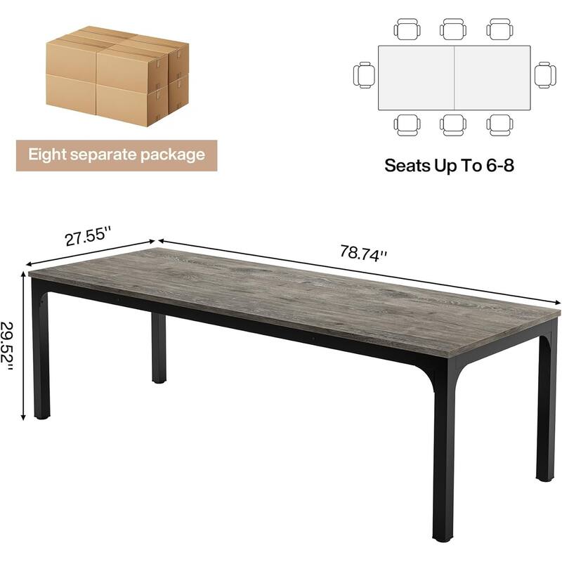 78.74-Inch Conference Table Set,13FT Conference Room Table, Large Rectangle Meeting Seminar Tables Set,Long Business Tables