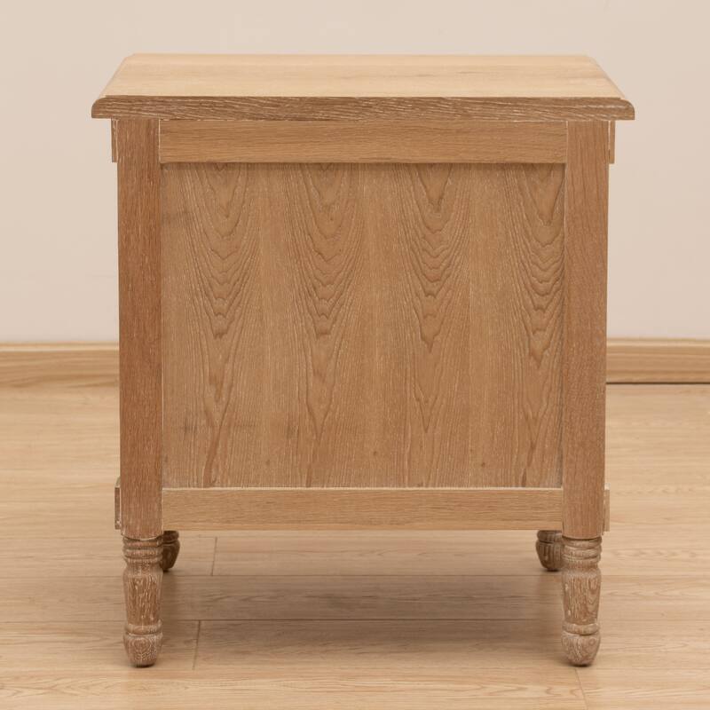 VredHom Oak Nightstand with 3 Drawers Bedside Table