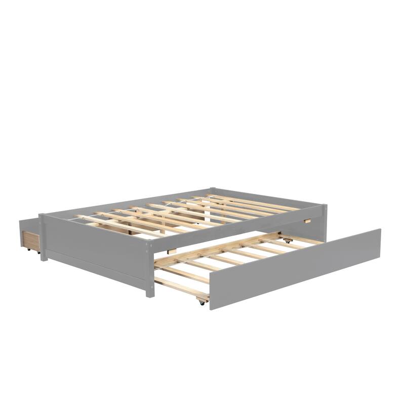 FULL bed WITH TWIN SIZE TRUNDLE AND TWO DRAWERS FOR GREY COLOR