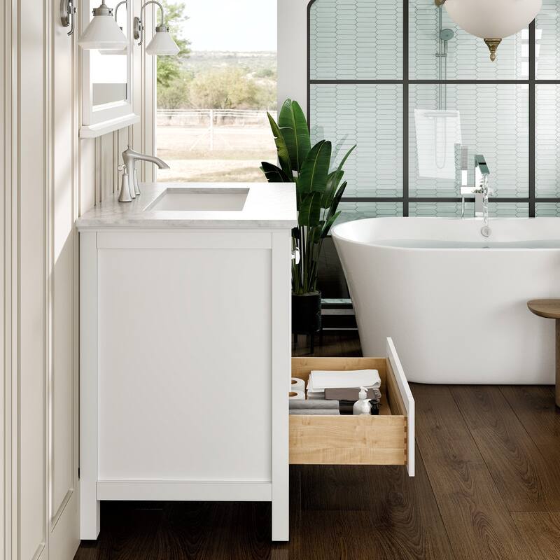 Eviva Britney 30" Bath Vanity with White Carrara Marble Top