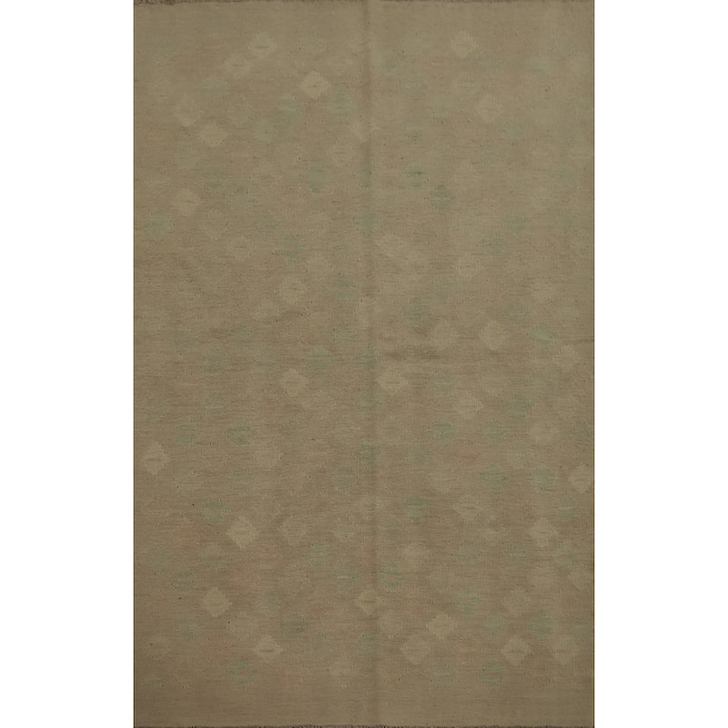 Hand Woven Oriental 100% Wool Carpet Southwestern Tribal Brown Kilim Area Rug - 6' 5'' X 4' 9''