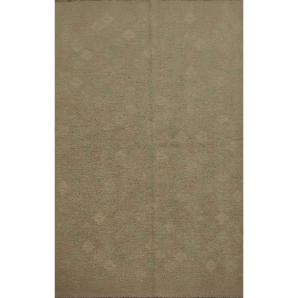 Hand Woven Oriental 100% Wool Carpet Southwestern Tribal Brown Kilim Area Rug - 6' 5'' X 4' 9''