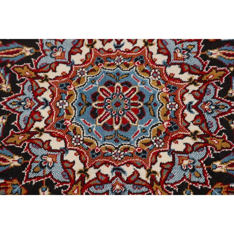 Medallion Kashan Turkish Rug Floral Machine-Made Carpet - 9'8" x 12'10"