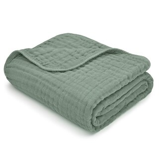 Baby Muslin Blanket - Large 40" X 40", Fern, By Comfy Cub - Fern