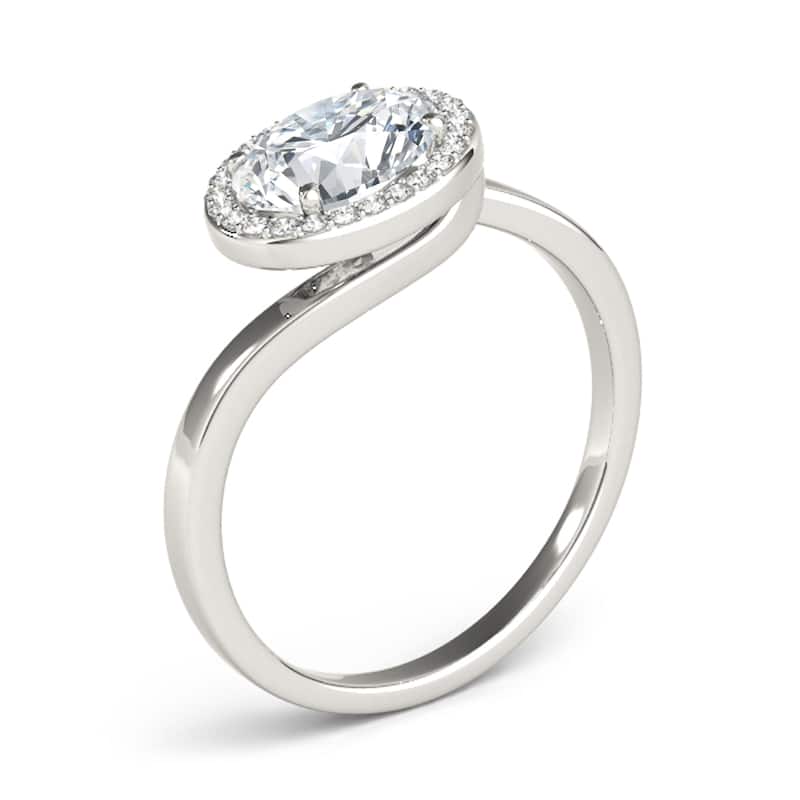 Auriya 14k White Gold Lab Grown Oval Diamond Halo Engagement Ring 0.50 to 5.00 ct. tw. (F-G VS)
