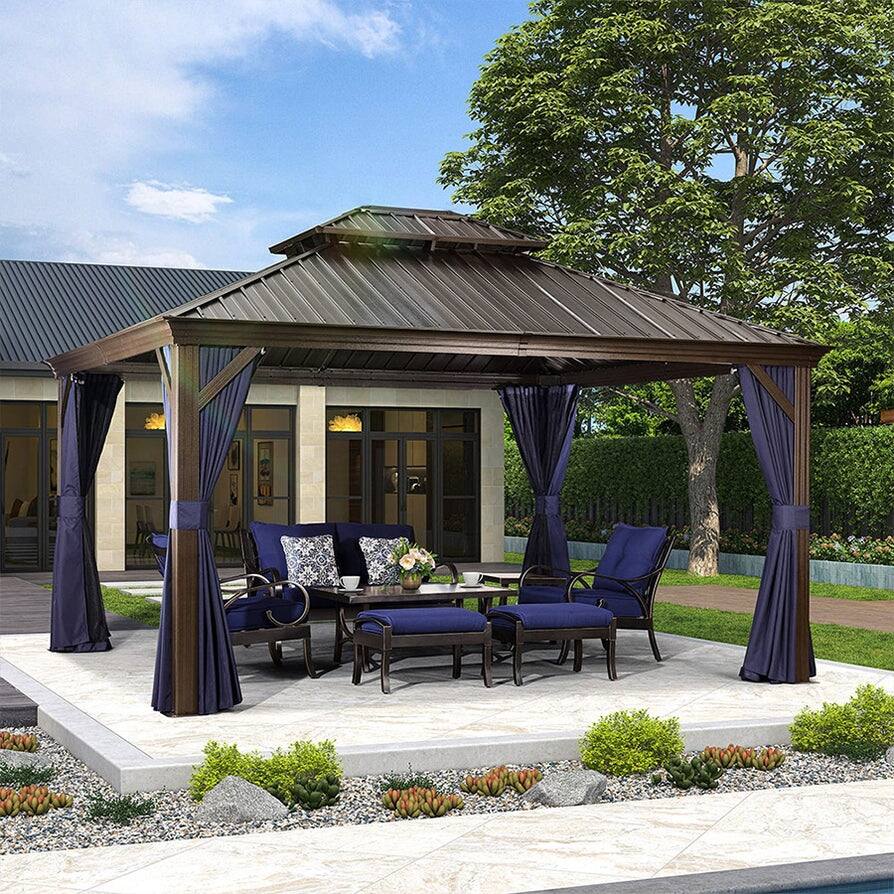 PURPLE LEAF Outdoor Hardtop Gazebo with Bronze Aluminum Frame Galvanized Steel Roof