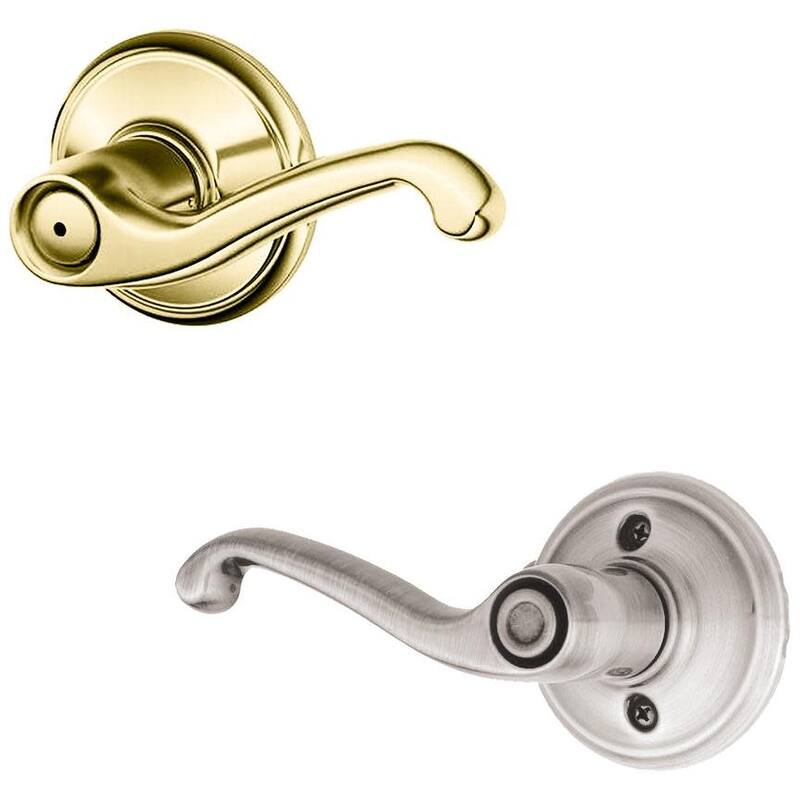 Schlage Flair Right Handed Privacy Door Lever Set - Split Finish Only - Polished Brass x Satin Nickel