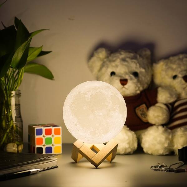 Shop Usb Rechargeable 3d Printing Moon Lunar Led Night Light Lamp