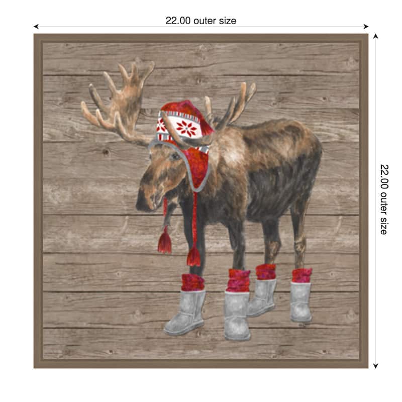 Warm in the Wilderness Moose by Tara Reed (22 x 22 in.), Framed Canvas Wall Art Print - Sylvie Dark Gold