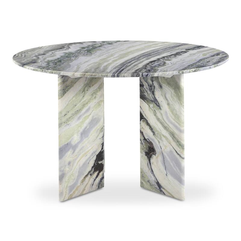 NADAAL STUDIOS Amaryllis Dining Table for 4, Round Green Onyx Marble Top, Contemporary Design, Green