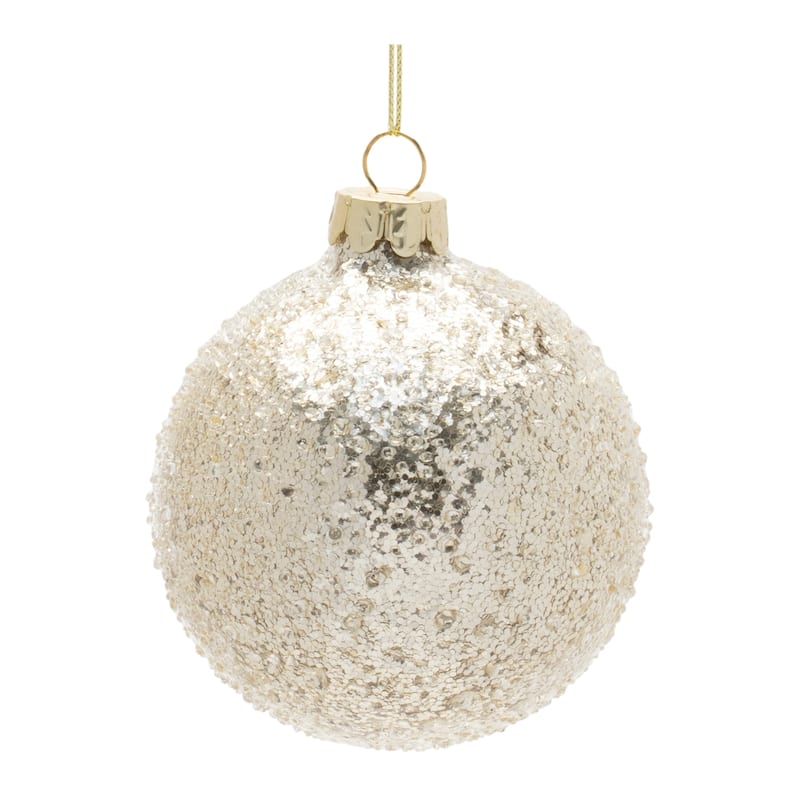 Ball Ornament (Set of 12) 3"D, 3.5"H Glass - 3” x 3” x 3.5” (L x W x H)
