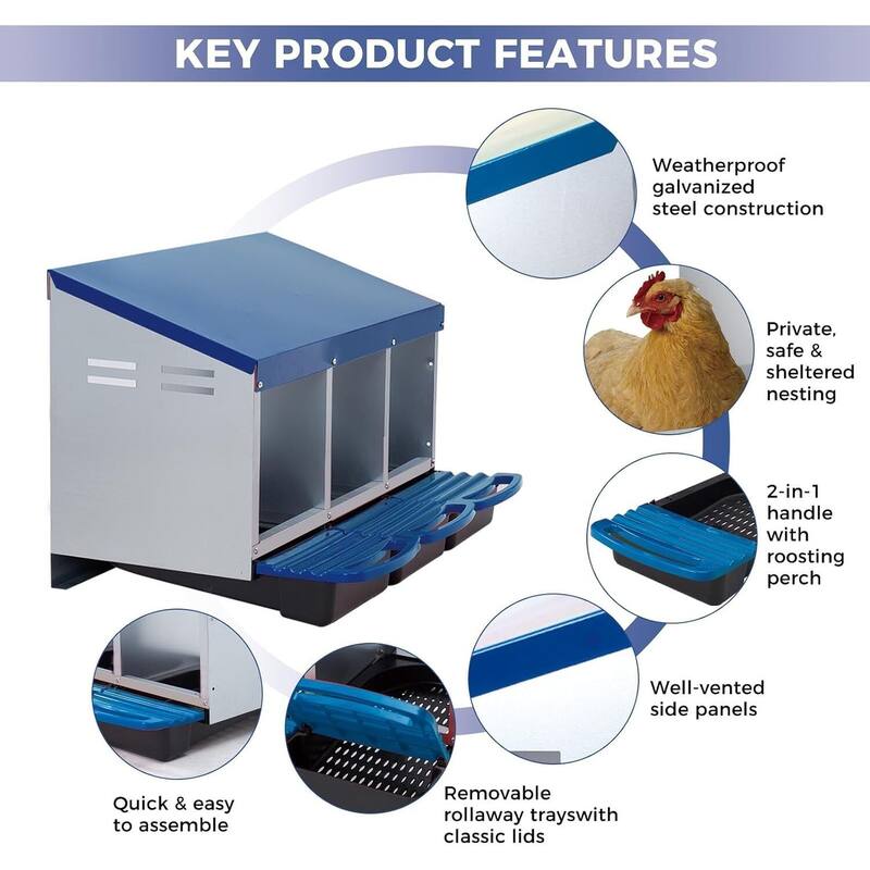 3 Holes Egg-Laying Boxes Nesting Boxes for Chickens Coops