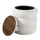 preview thumbnail 9 of 26, Adeco 16" Round Upholstered Storage Ottoman with Wood Lid