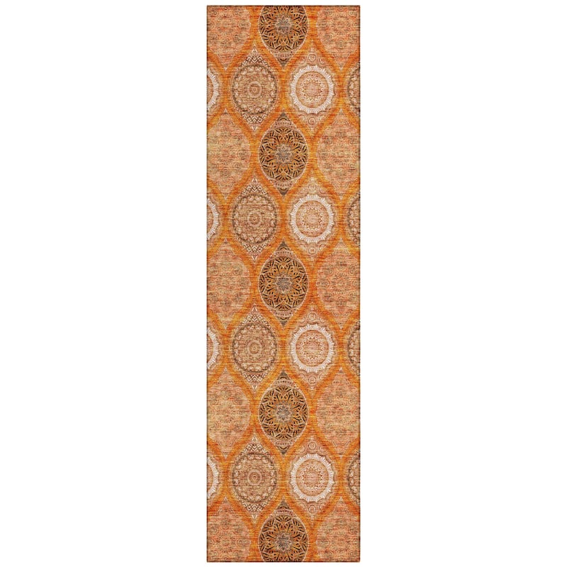 Machine Washable Indoor/ Outdoor Boho Mosaic Chantille Rug