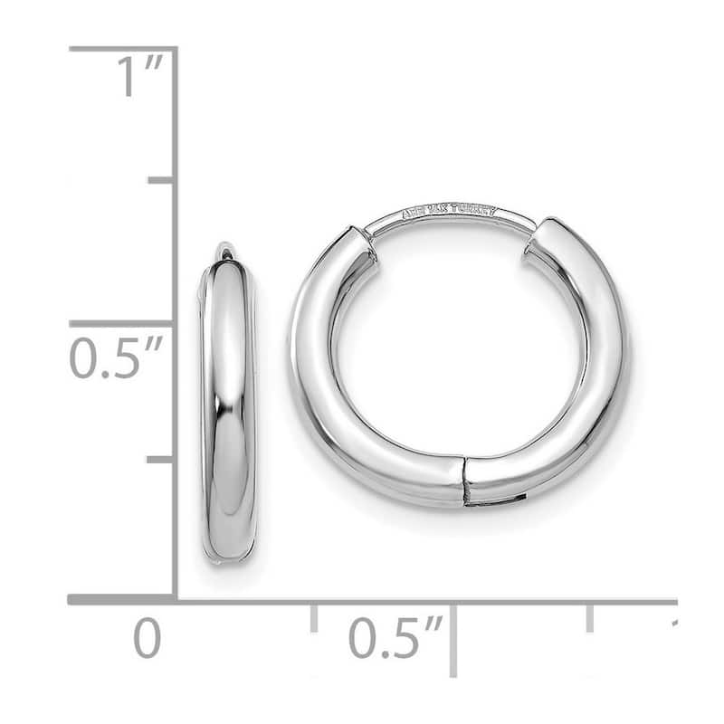 Curata 14k White Gold Hinged Polished 2.5x15mm Hoop Earrings