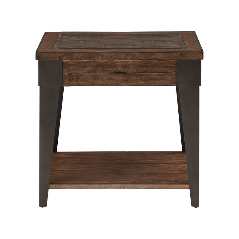Cain Dark Brown Wood and Metal Tables by iNSPIRE Q Modern