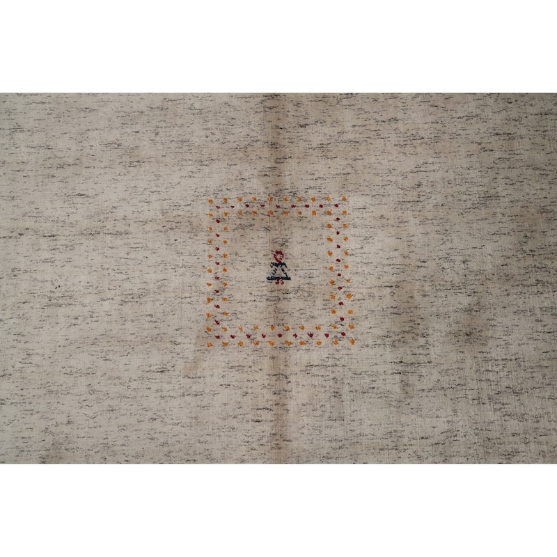 Hand Knotted Oriental 100% Wool Carpet Tribal Animal Pictorial Beige & Ivories Gabbeh Area Rug - 11' 10'' X 9' 0''