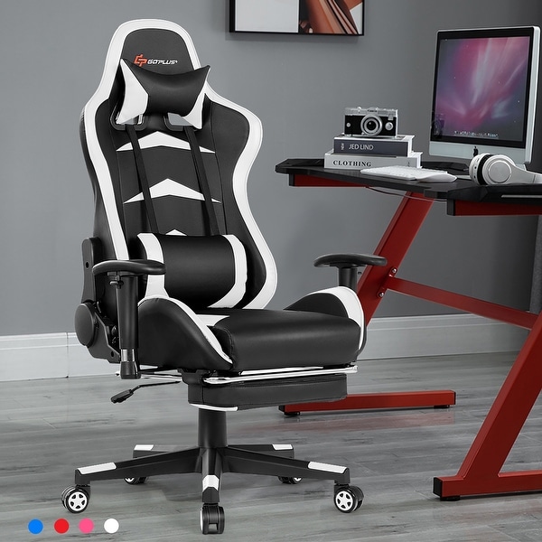 Goplus Massage Gaming Chair Reclining Swivel Racing Office Chair