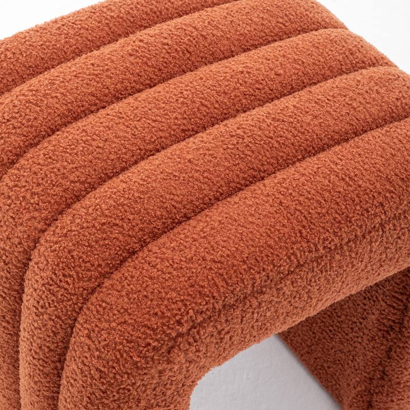 SEYNAR Modern Glam Teddy Velvet Upolstered U-Shaped Ottoman