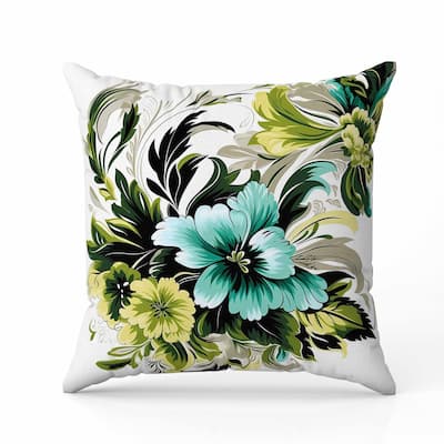 Botanic Bliss Indoor/Outdoor Reversible Throw Pillow Green and Yellow