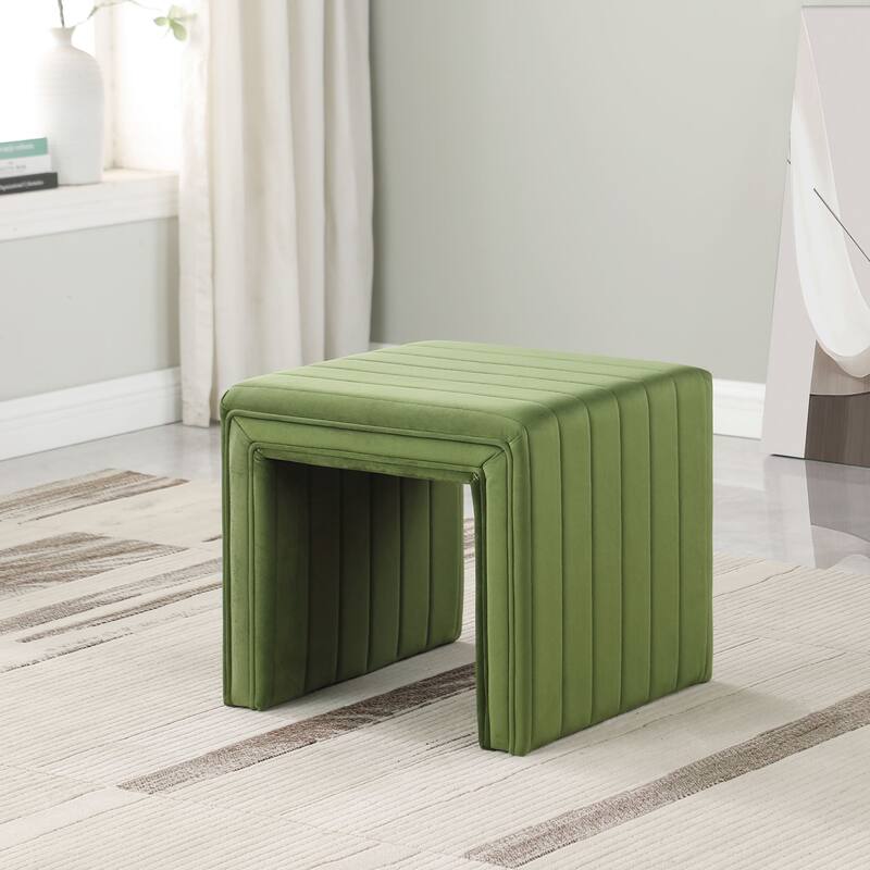 HomePop Modern Channel Ottoman - GreenVelvet