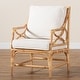 preview thumbnail 10 of 9, Brandon Bohemian styled Upholstered Rattan Armchair-White/Natural