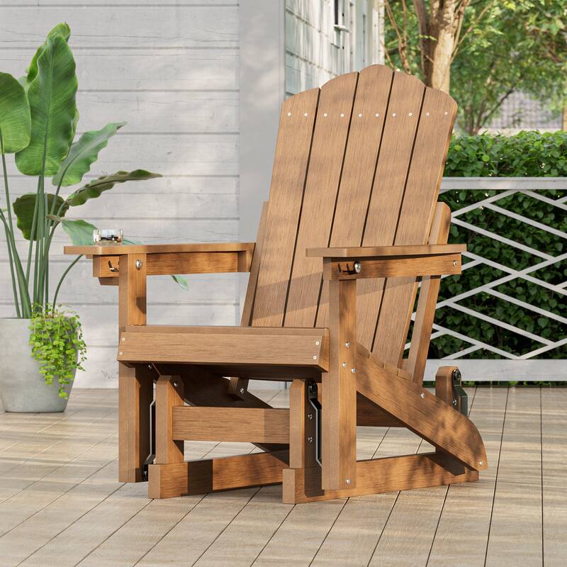 Glider Adirondack Patio Chair, 3-Position Adjust Smooth Motion Chair - 1-Piece - Teak