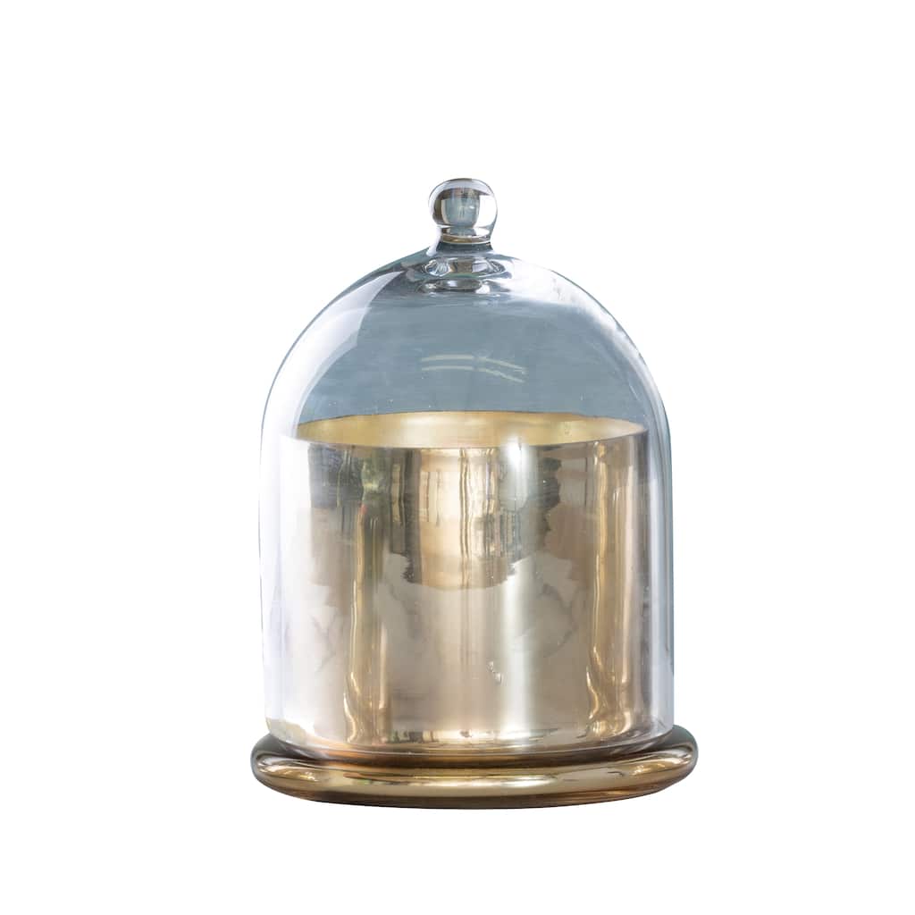 Transpac Glass 7 in. Gold Harvest Mercury Jar with Cloche