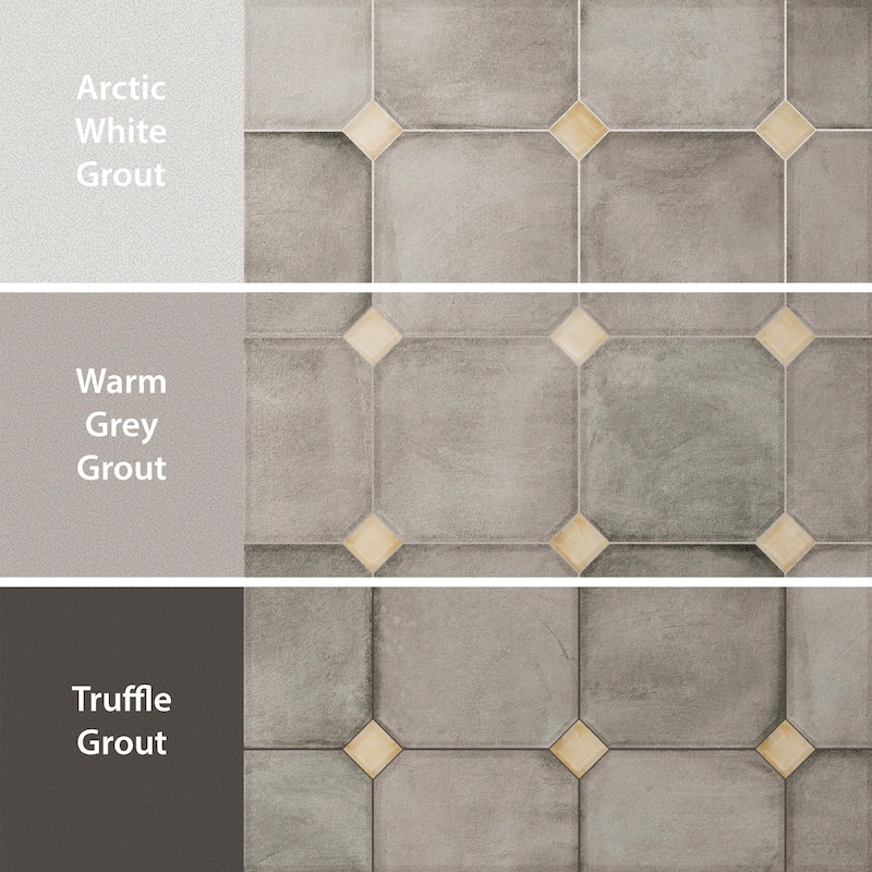 Merola Tile Laverton Octagon Grafito with Taco Beige 7-7/8" x 7-7/8" Porcelain Floor and Wall Tile