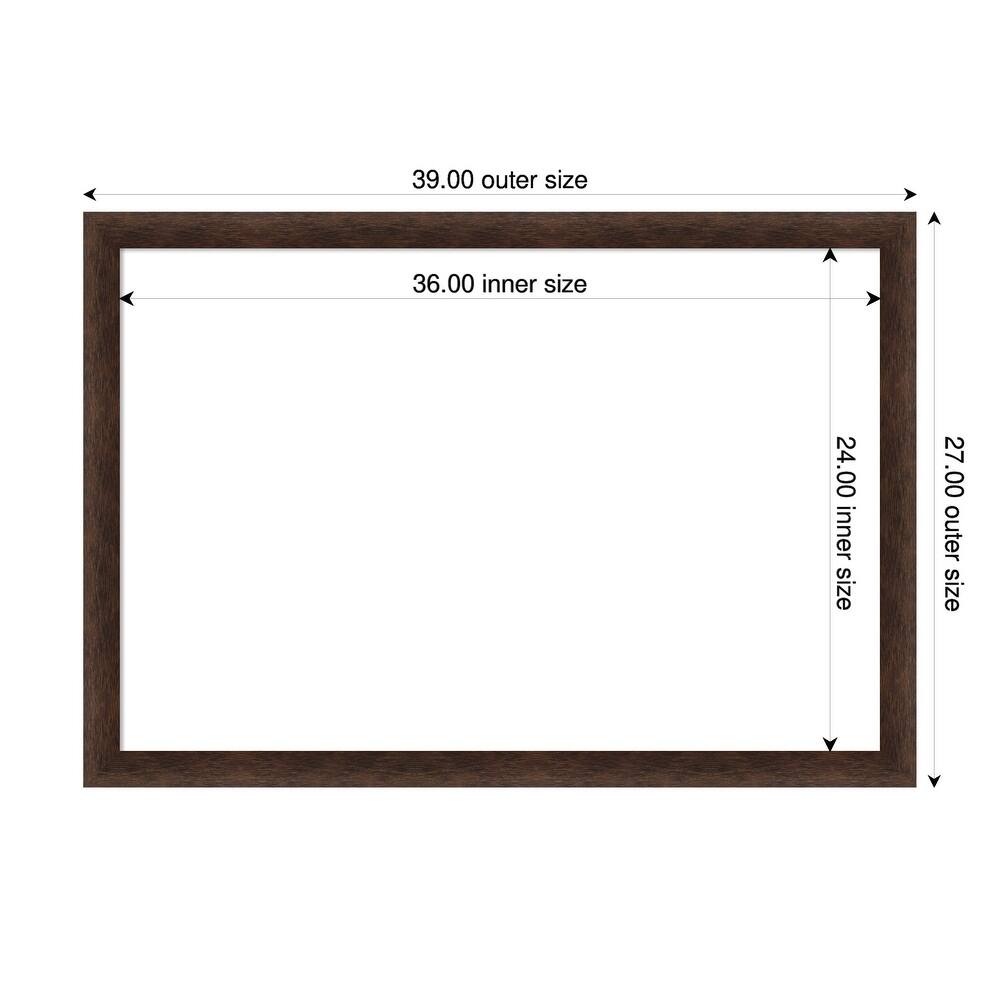 Amanti Art Warm Walnut Narrow Framed Dry Erase Magnetic Board
