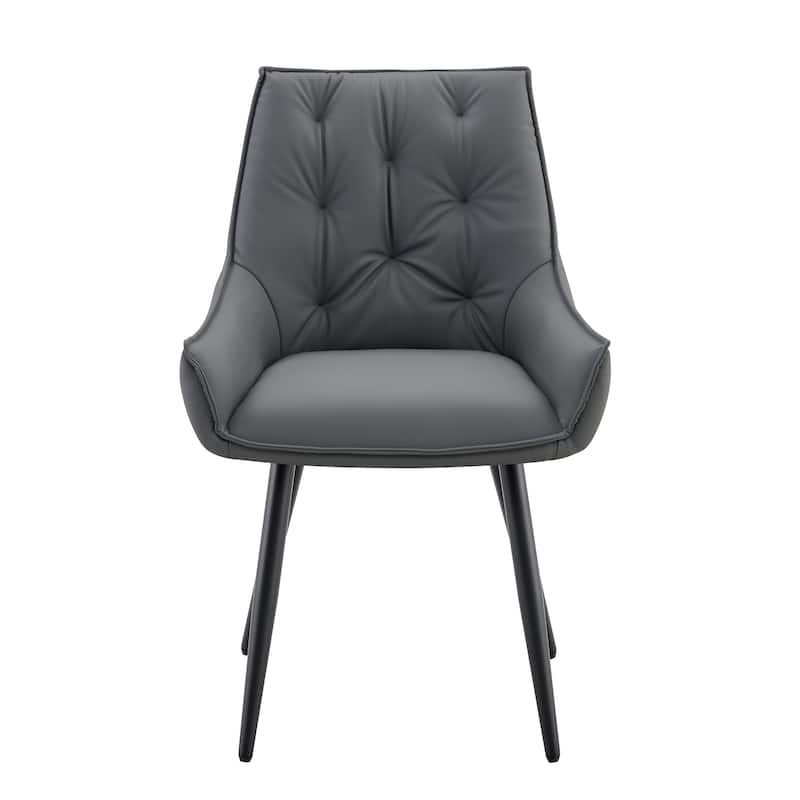 Set of 2 Side Chair Dining Chair Kitchen Chair Leather Chair Flat Back Upholstered Chair Dark Gray Chair - Dark Gray