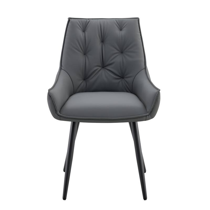 Set of 4 Side Chair Dark Gray Dining Chair Kitchen Chair Simple Leather Chair Flat Back Upholstered Chair