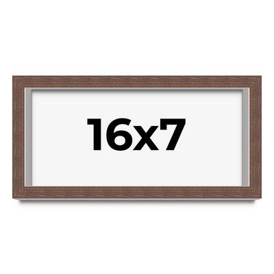 16x7 Shadow Box Frame Brown | 1.125 inches Deep Real Wood Rustic