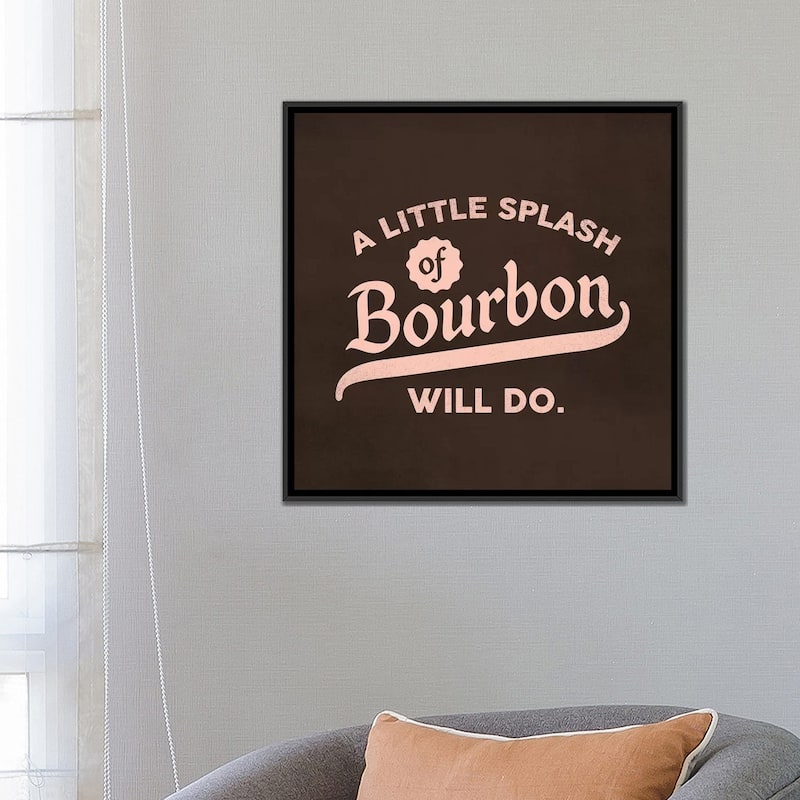 iCanvas "Bourbon Splash Lettering" by The Whiskey Ginger Framed Canvas Print