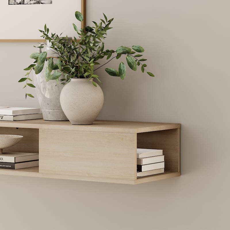 Floating Wall Mounted TV Stand with Storage, 70 Inch