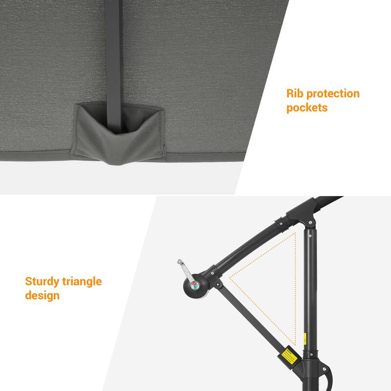 LIVOOSUN Patio 8.2ft Cantilever Offset Hanging Umbrella With a Base