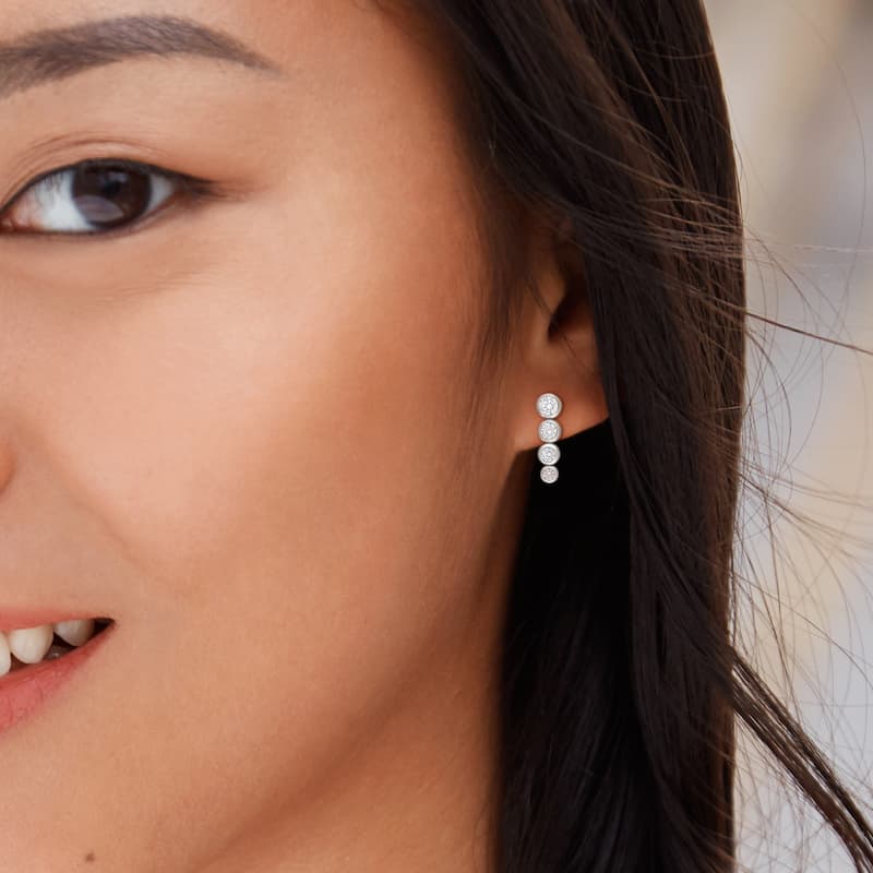 Miadora 2 3/4 CT TGW Cubic Zirconia Graduated Earrings in Sterling Silver - 5.2 mm x 3.2 mm