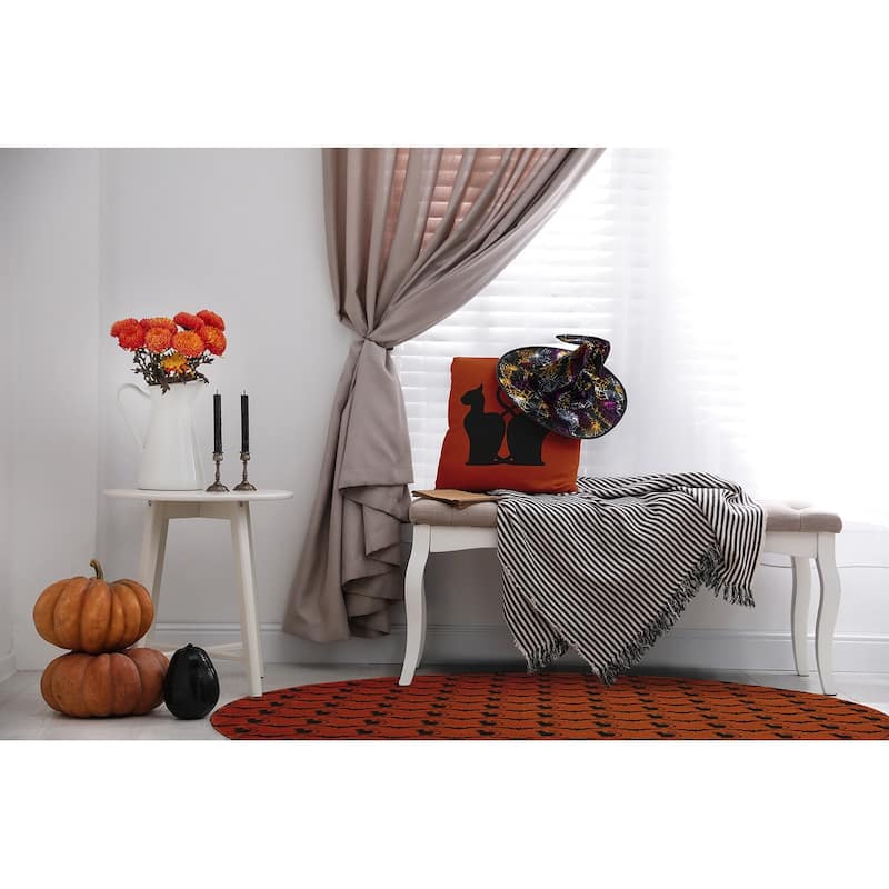 Cats and Bats Halloween Chenille Rug, 18" x 30"